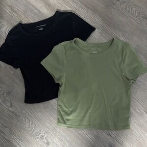 American Eagle Outfitters Women’s ' Black and Olive Tees